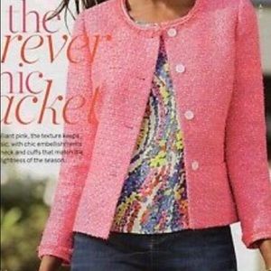 NWOT Talbots Hot Pink Metallic Tweed Jacket